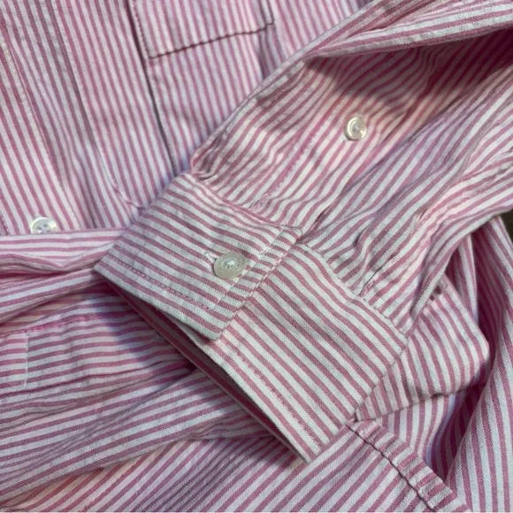 Royce Brand Pink & White Seersucker Long-Sleeve Ventilated Shirt, Size Large - Picture 7 of 8